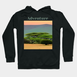 "Safari Drive Adventure - Serene Journey through the Wild, Vibey Safari-Inspired Tee, Unisex Adventure Lover T-shirt, Aesthetic Safari Scene, Nature-inspired Design" Hoodie